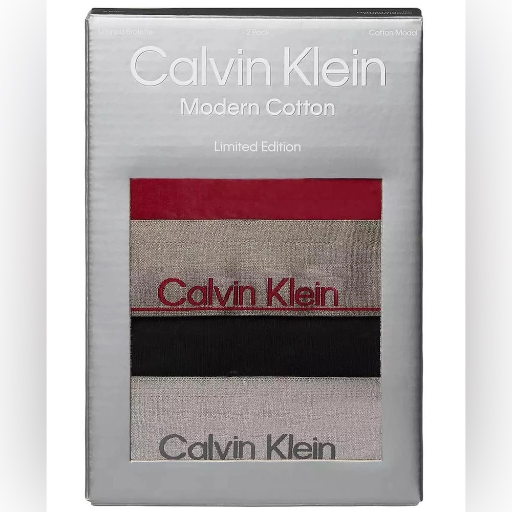 Calvin Klein Women's 2-Pk. Modern Cotton Unlined Bralette - Picture 5 of 10